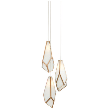 Currey and Company Glace White 3-Light Multi-Drop Pendant