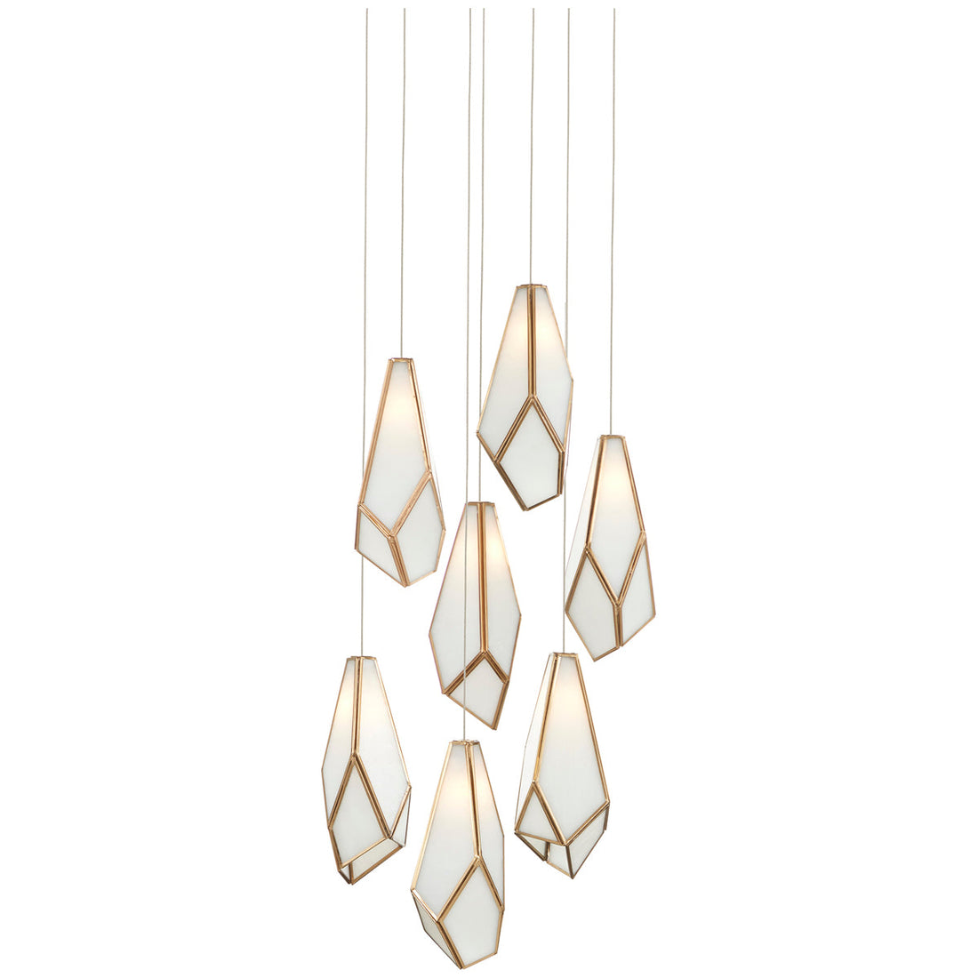 Currey and Company Glace White Round 7-Light Multi-Drop Pendant