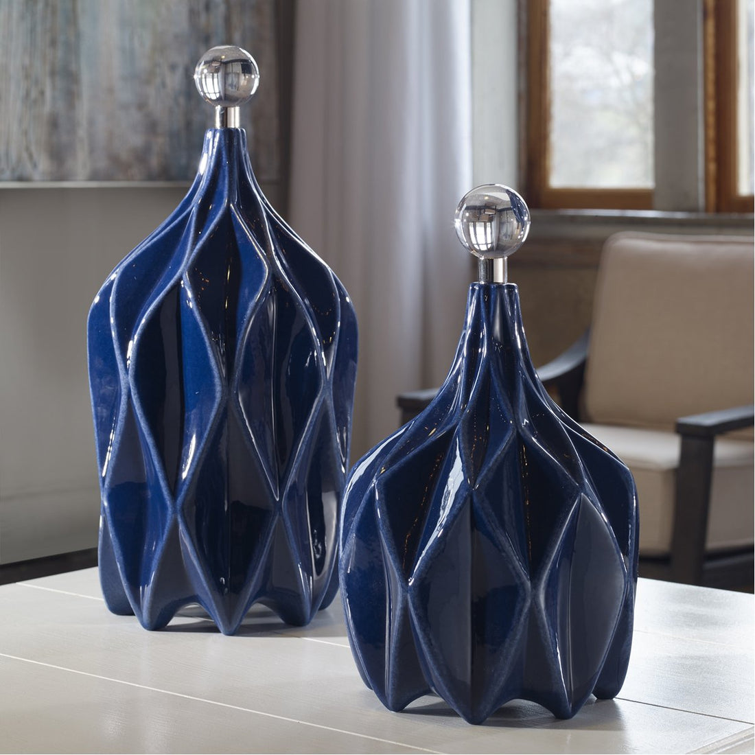Uttermost Klara Geometric Bottles, 2-Piece Set