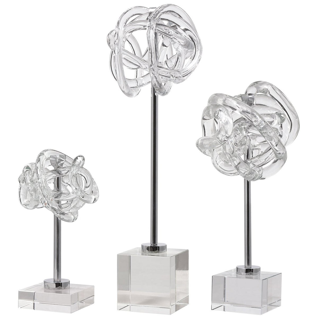 Uttermost Neuron Glass Table Top Sculptures, 3-Piece Set