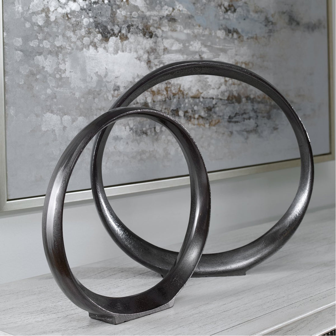 Uttermost Orbits Black Ring Sculptures, 2-Piece Set