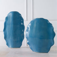 Uttermost Ruffled Feathers Blue Vases, 2-Piece Set
