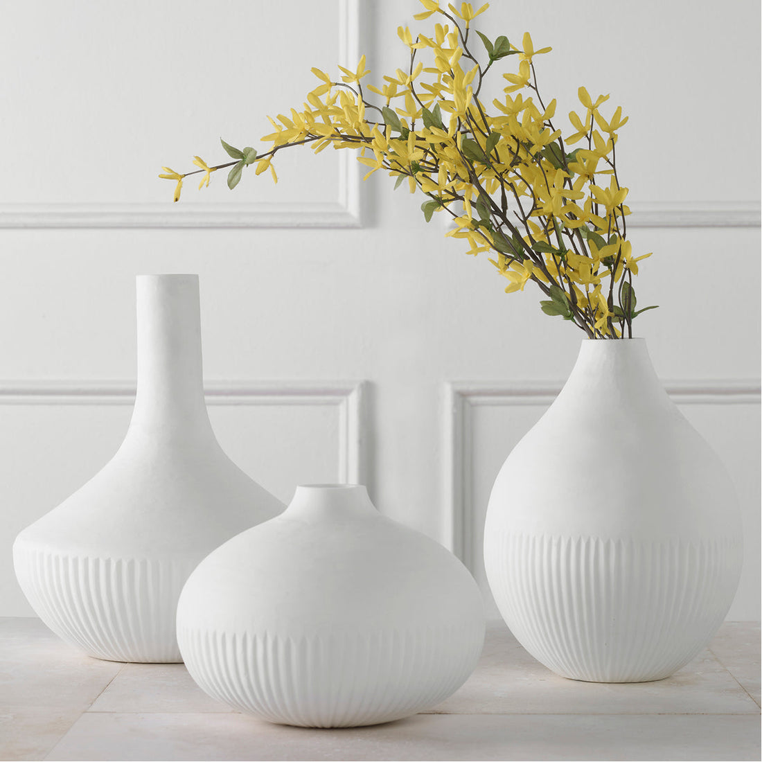 Uttermost Apothecary Satin White Vases, 3-Piece Set