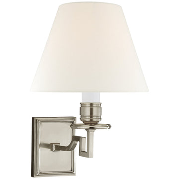Visual Comfort Dean Single Arm Sconce with Linen Shade
