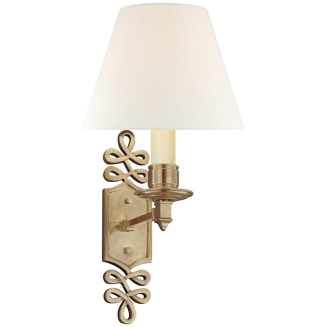 Visual Comfort Ginger Single Arm Sconce with Linen Shade