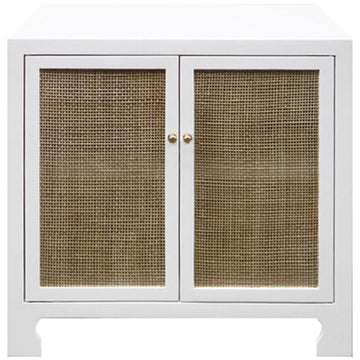Worlds Away Cane Cabinet with Brass Hardware