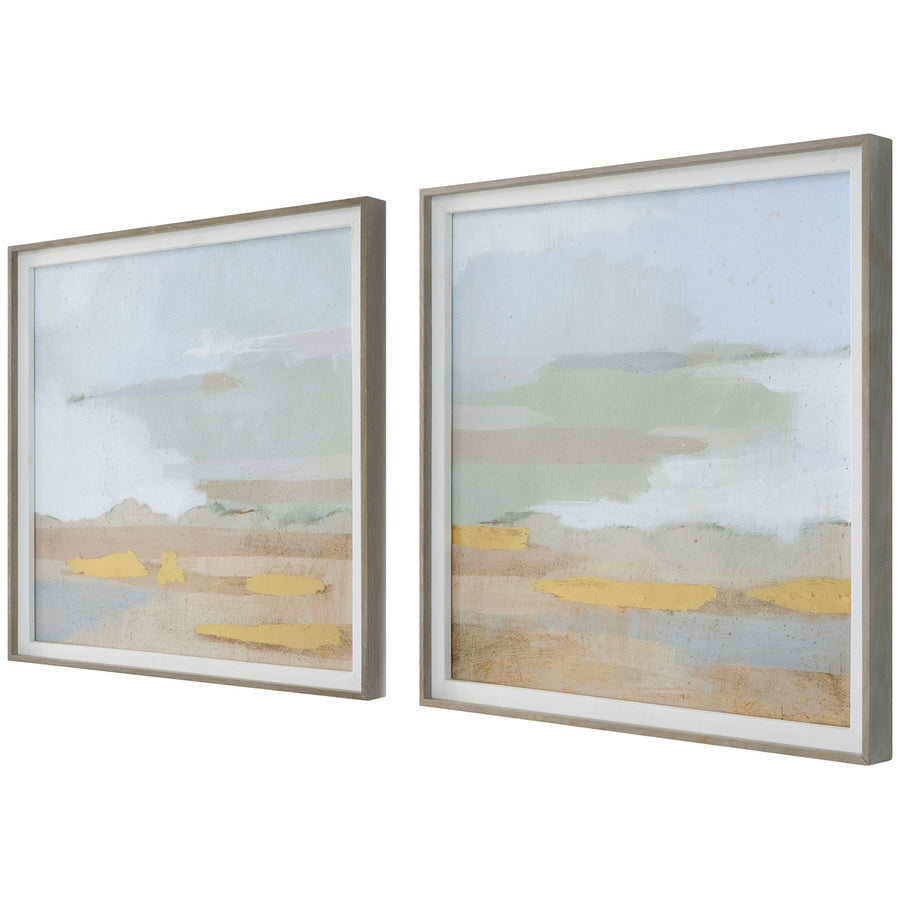 Uttermost Abstract Coastline Framed Prints, Set of 2