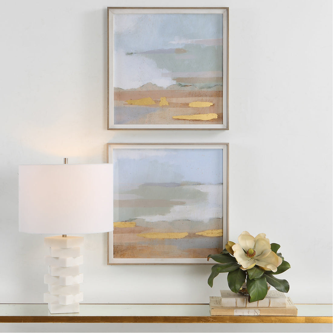 Uttermost Abstract Coastline Framed Prints, Set of 2