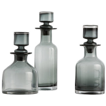 Arteriors O'Connor Decanters Set of 3 in Smoke Glass