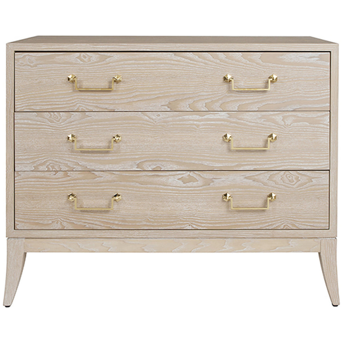 Worlds Away Sabre Leg 3-Drawer Chest with Brass Swing Handle
