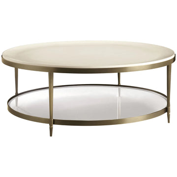 Baker Furniture Oberon Cocktail Table BA3651, Pearl Lacquer
