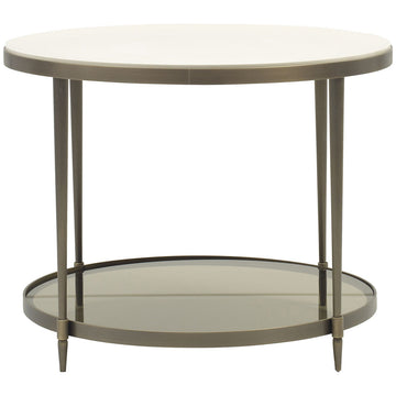 Baker Furniture Oberon End Table with Pearl Lacquer Top BA3659