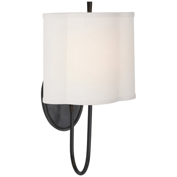 Visual Comfort Simple Scallop Wall Sconce with Linen Shade