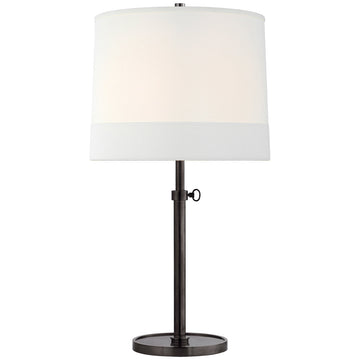 Visual Comfort Simple Adjustable Table Lamp with Banded Linen Shade
