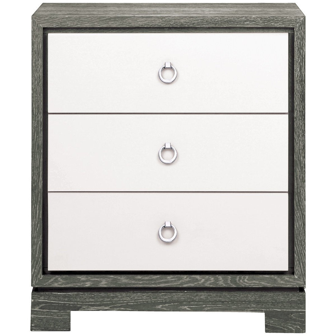 Berkeley 3-Drawer Side Table with Chrome Pulls in Gray