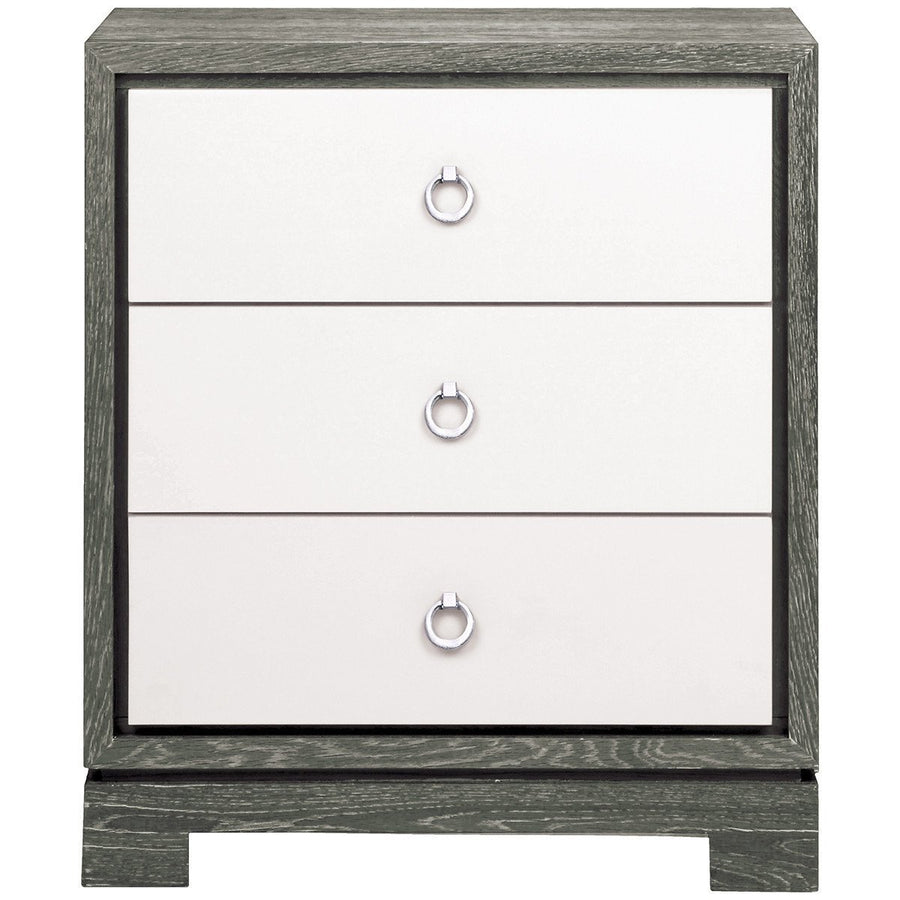 Berkeley 3-Drawer Side Table with Chrome Pulls in Gray