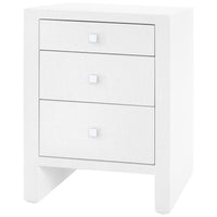 Villa & House Morgan Grasscloth 3-Drawer Side Table in White