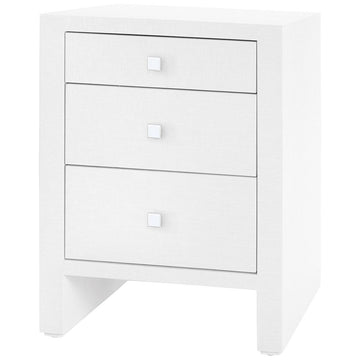 Villa & House Morgan Grasscloth 3-Drawer Side Table in White