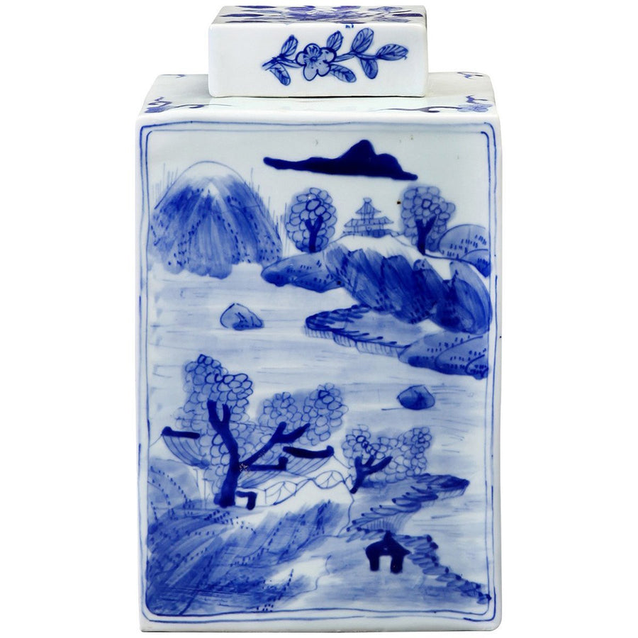 Bungalow 5 Peony Square Jar in Blue and White