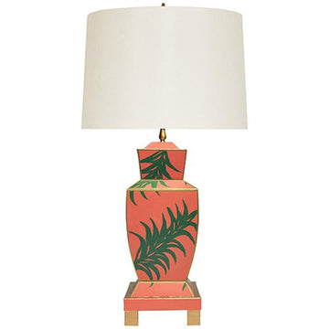 Worlds Away Hand Painted Urn Shape Tole Table Lamp in Palm