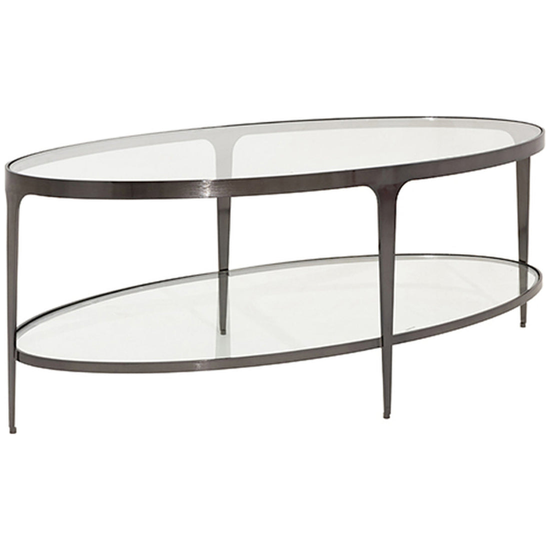Worlds Away 2-Tier Glass Top Oval Coffee Table