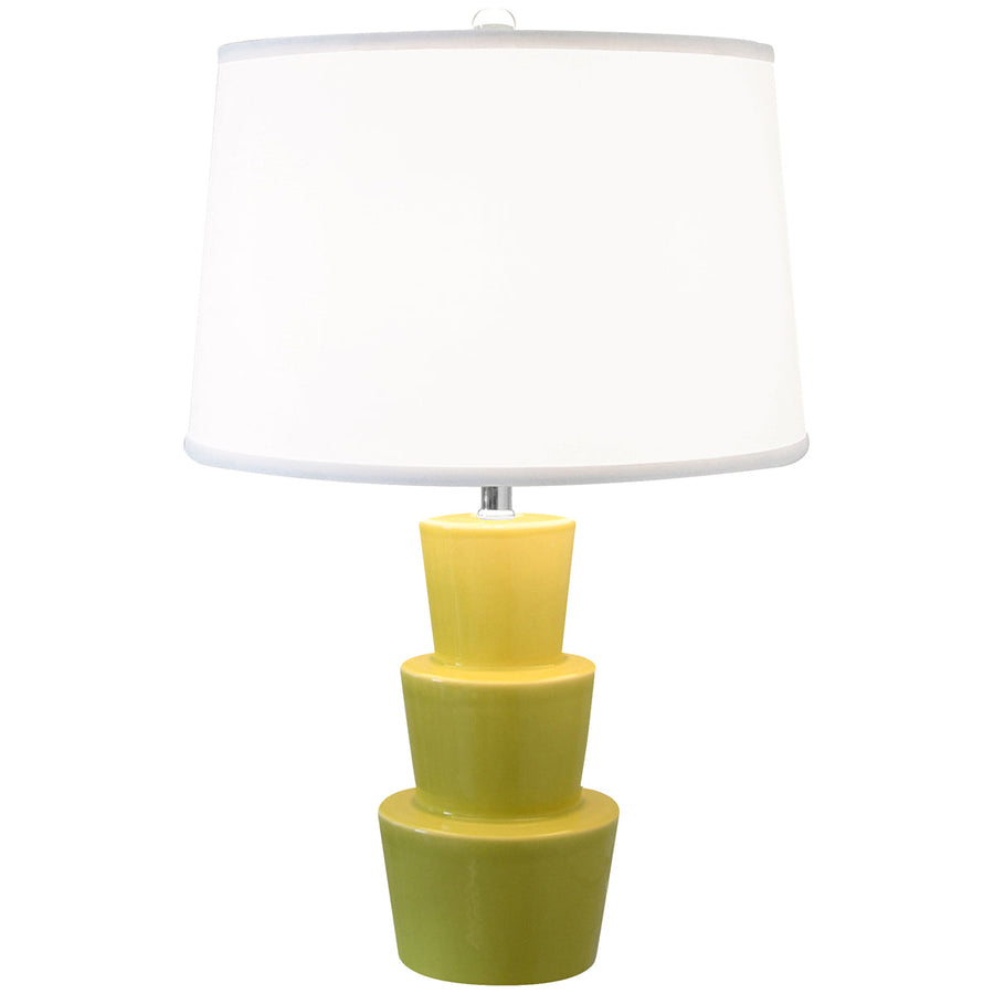 Worlds Away 3-Tier Ceramic Table Lamp with White Linen Shade
