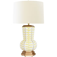 Worlds Away Gourd Shape Tole Table Lamp in Yellow Trail Pattern