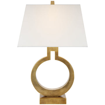 Visual Comfort Ring Form Small Table Lamp with Linen Shade
