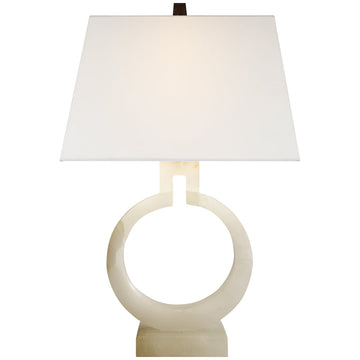 Visual Comfort Ring Form Small Table Lamp in Alabaster