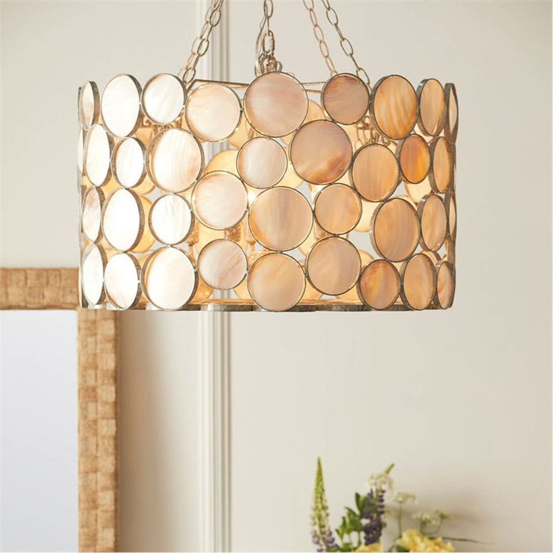 Made Goods Lunette Shell Circle Pattern Chandelier