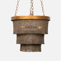 Made Goods Patricia Three-Tiered 3-Light Woven Coco Beads Chandelier