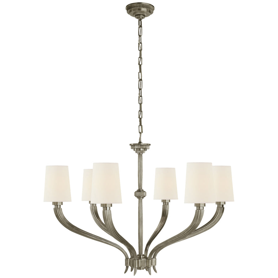Visual Comfort Ruhlmann Large Chandelier with Linen Shades