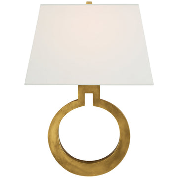 Visual Comfort Ring Form Large Wall Sconce with Linen Shade