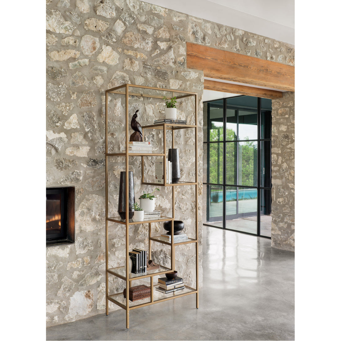 Four Hands Irondale Helena 83-Inch Bookcase - Antique Brass