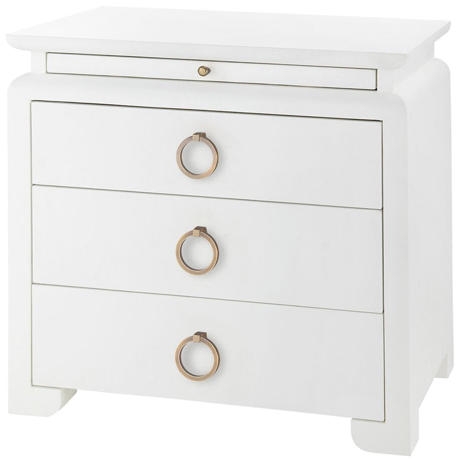 Villa & House Elina 3-Drawer Side Table, White in Owen Pull