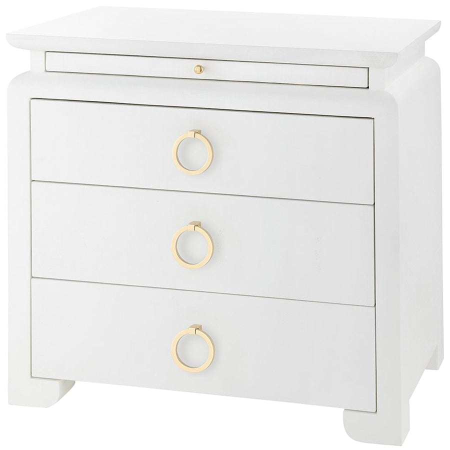 Villa & House Elina 3-Drawer Side Table, White in Owen Pull