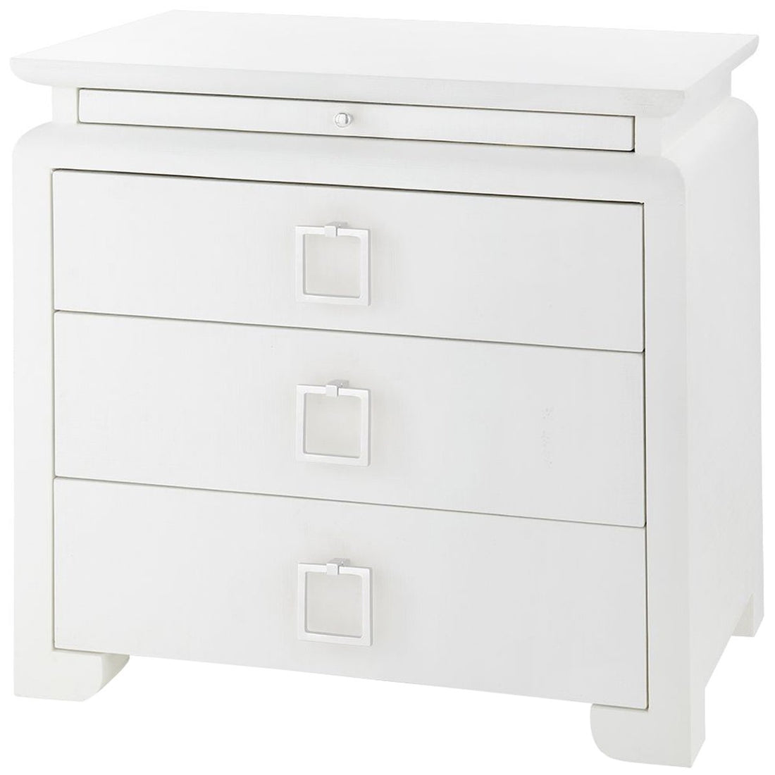 Villa & House Elina 3-Drawer Side Table, White in Santino Pull