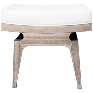 Worlds Away Rectangular Stool with White Linen Cushion in Cerused Oak