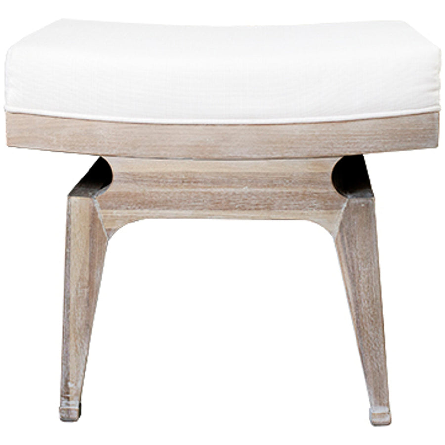 Worlds Away Rectangular Stool with White Linen Cushion in Cerused Oak