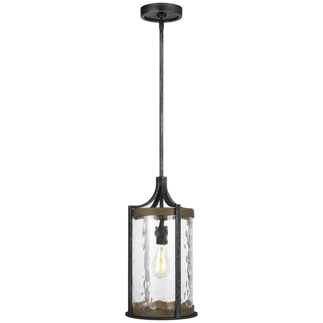 Feiss Angelo 1-Light 75W Pendant - Distressed Weathered Oak
