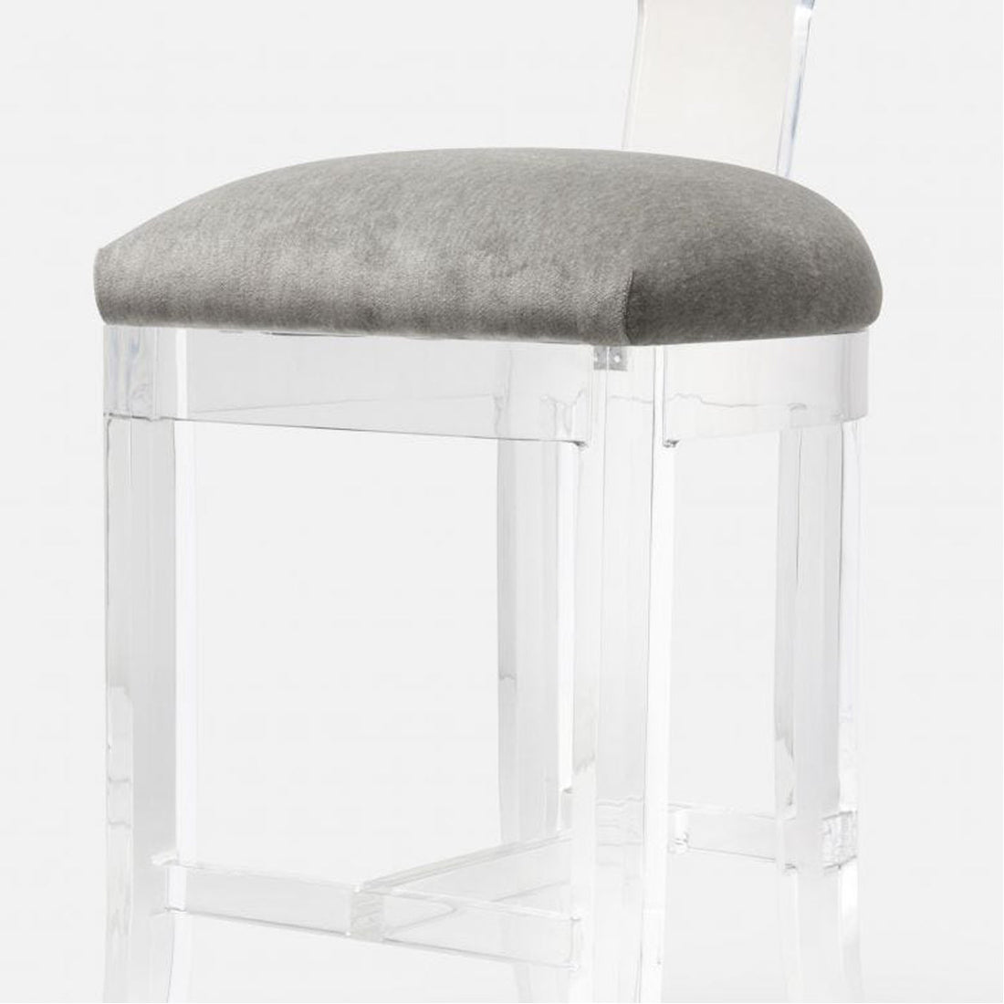 Made Goods Aldercy Clear Acrylic Counter Stool in Arno Fabric