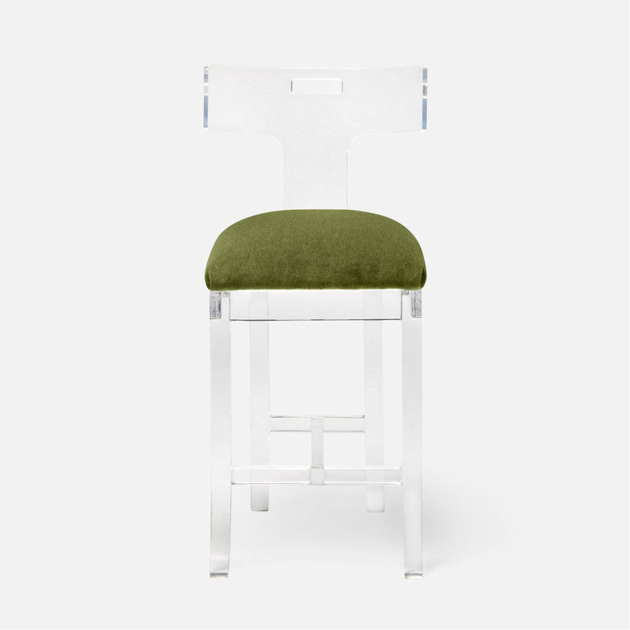 Made Goods Aldercy Clear Acrylic Counter Stool in Liard Cotton Velvet