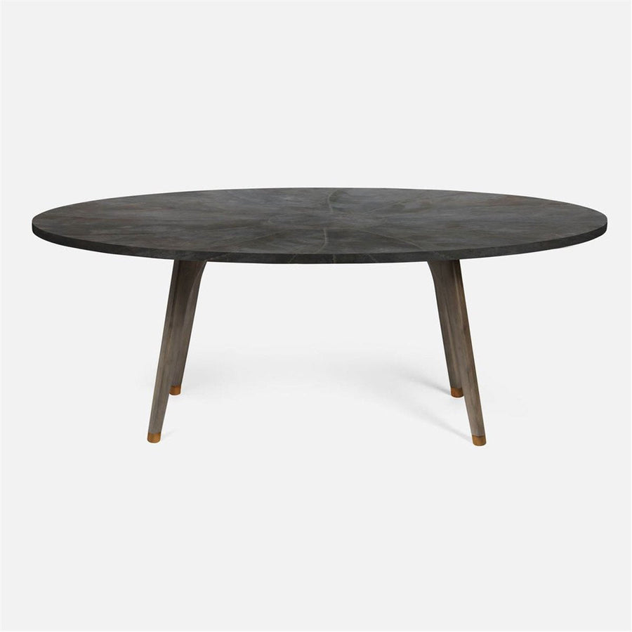 Made Goods Alder Oval Dining Table in Zinc Metal Top