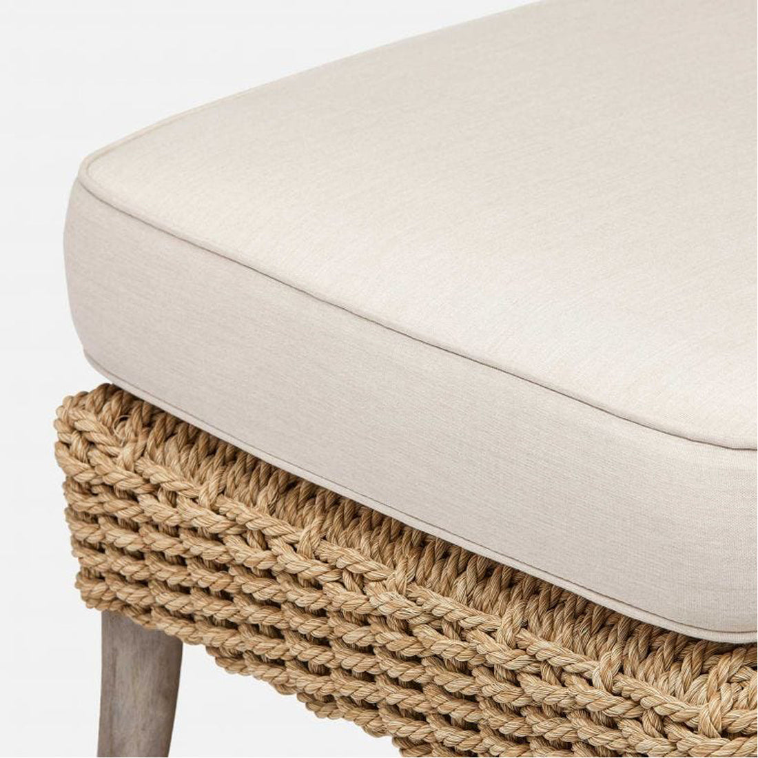 Made Goods Arla Faux Rope Outdoor Ottoman in Volta Fabric