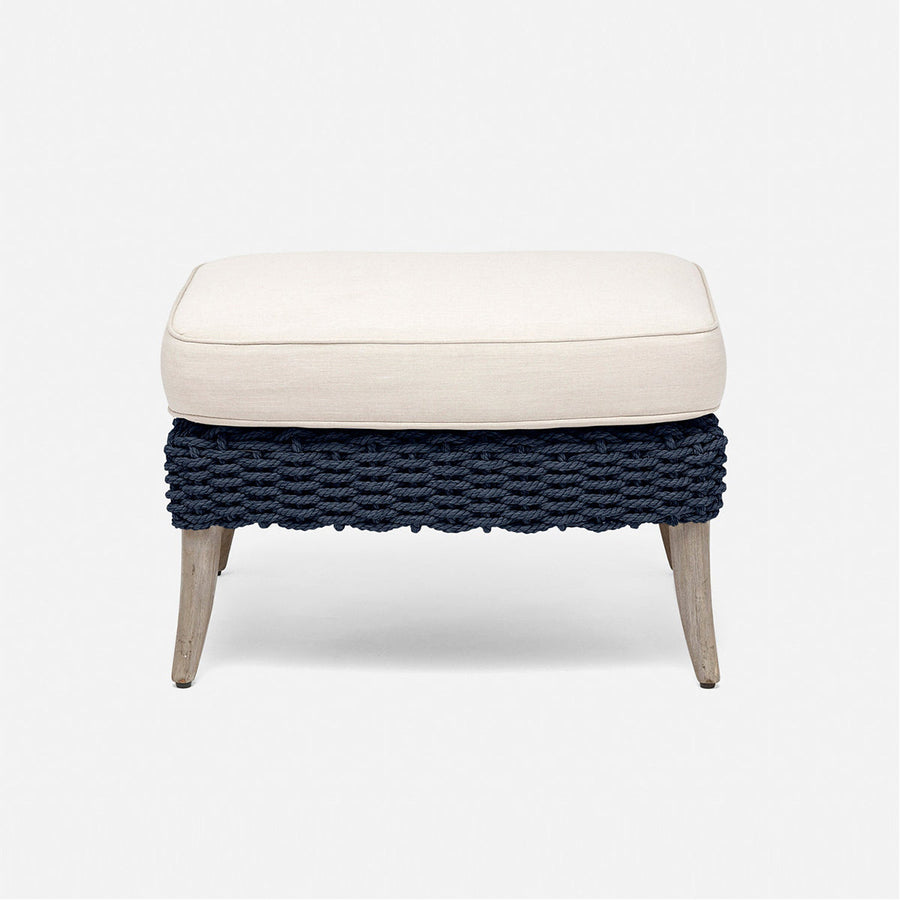 Made Goods Arla Faux Rope Outdoor Ottoman in Garonne Marine Leather