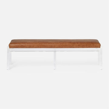Made Goods Artem Triple Upholstered Clear Acrylic Bench in Arno Fabric