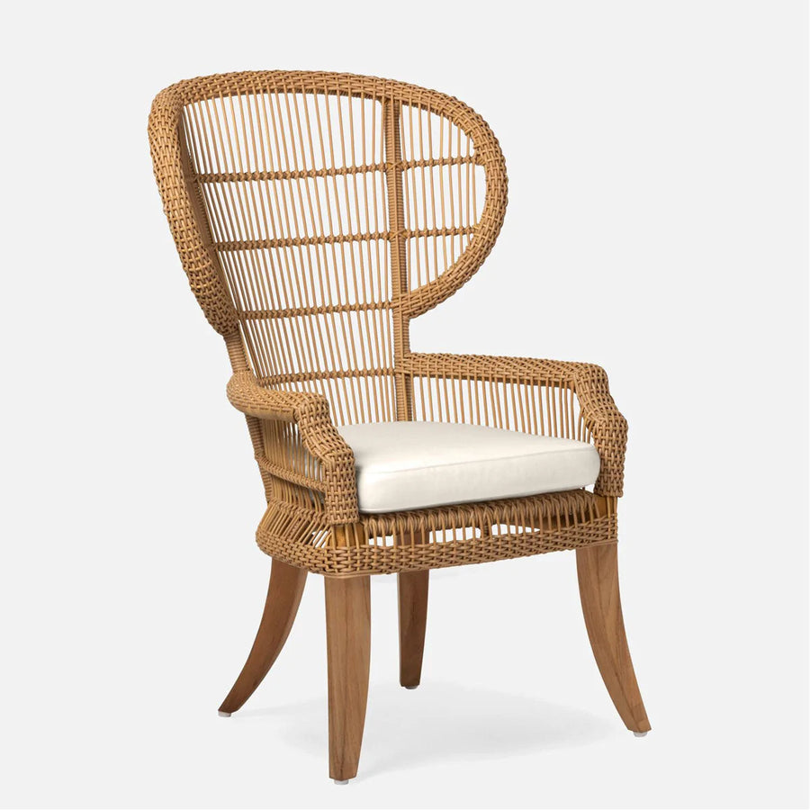 Made Goods Aurora Woven Wingback Outdoor Dining Chair in Pagua Fabric