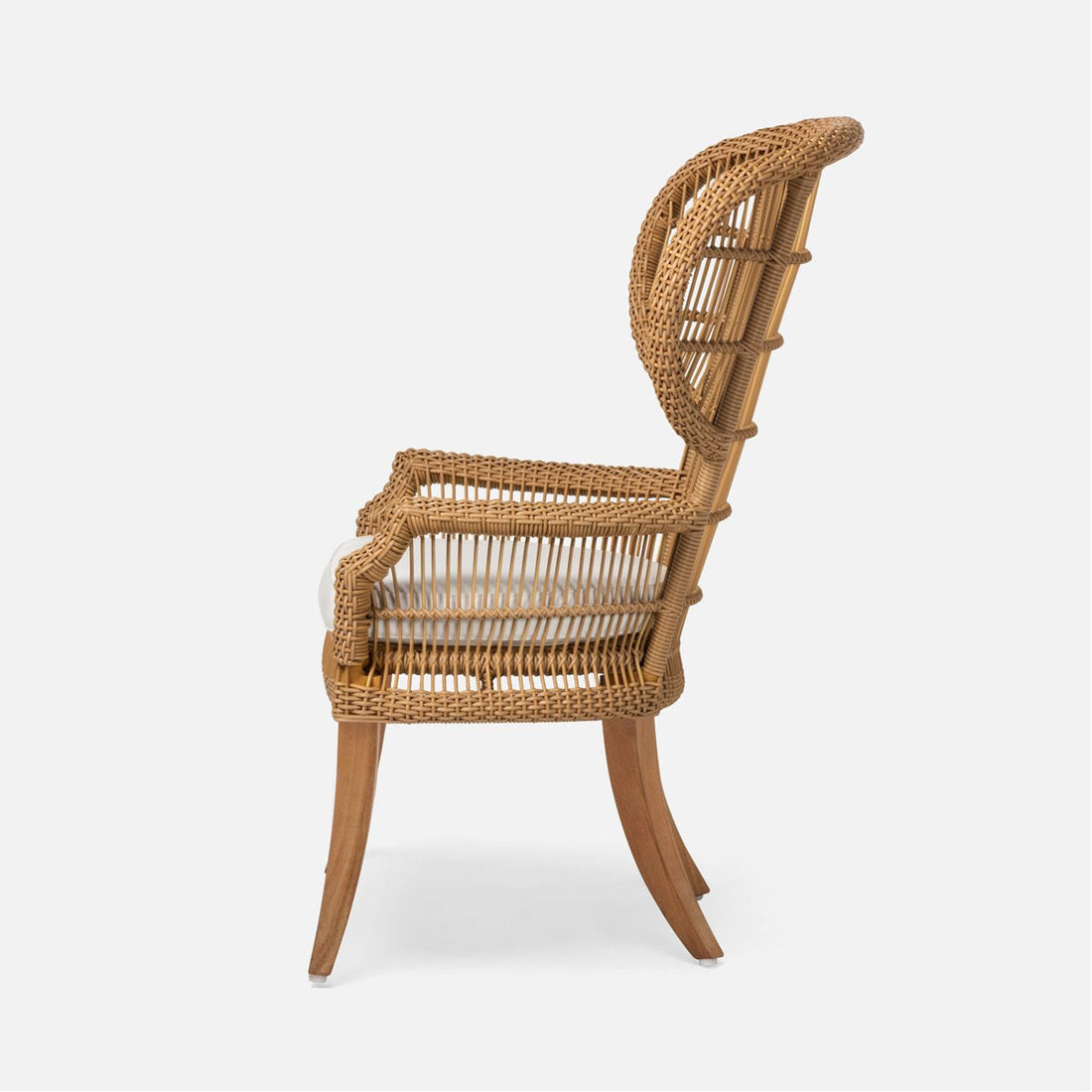 Made Goods Aurora Woven Wingback Outdoor Dining Chair in Lambro Boucle