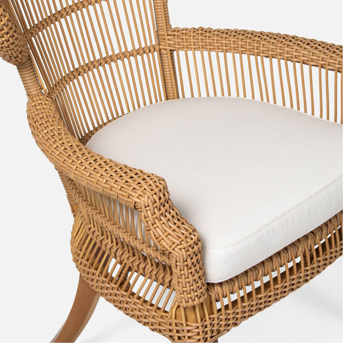 Made Goods Aurora Woven Wingback Outdoor Dining Chair in Garonne Leather