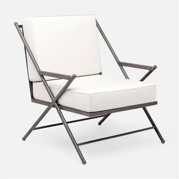 Made Goods Balta Metal XL Outdoor Lounge Chair, Garonne Marine Leather